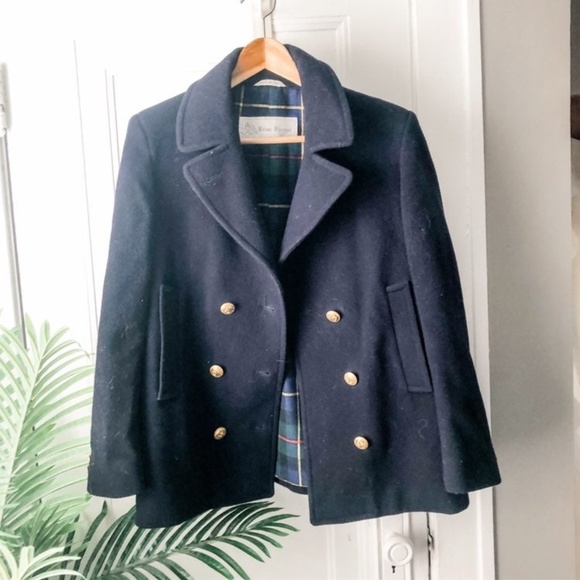 Vintage 100% wool navy peacoat a5* - Picture 5 of 8